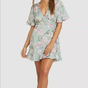 Show Me Your Mumu Green Evelyn Wrap Mini Dress